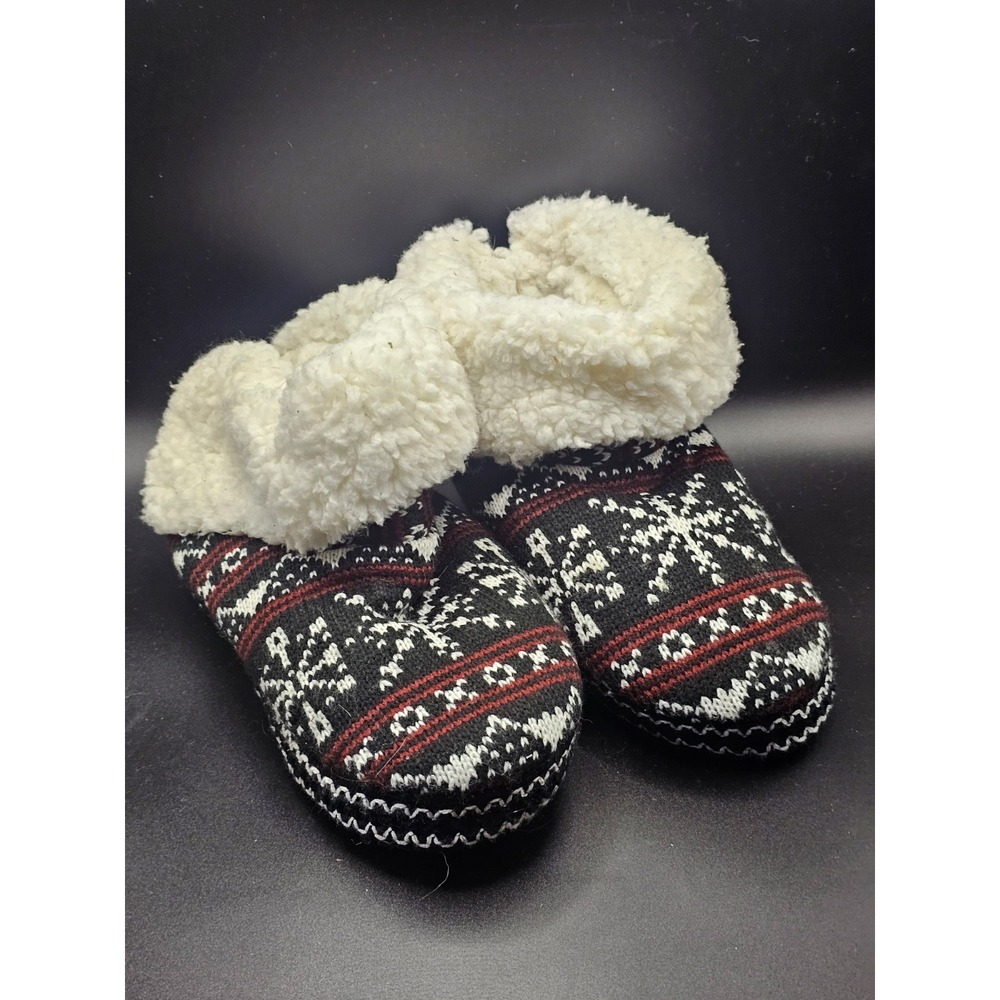 Muk Luks Slippers Womens 5-6 Magdalena Shearling Clog Slip On Comfort Red Fabric